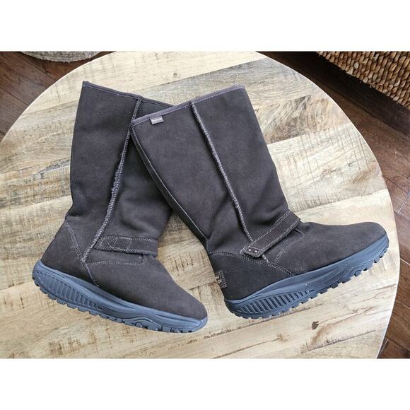 Skechers Shape Up Boot Women Sz 9 Nubuck Suede Leather Fleece Line NWOB Brown - Picture 1 of 13
